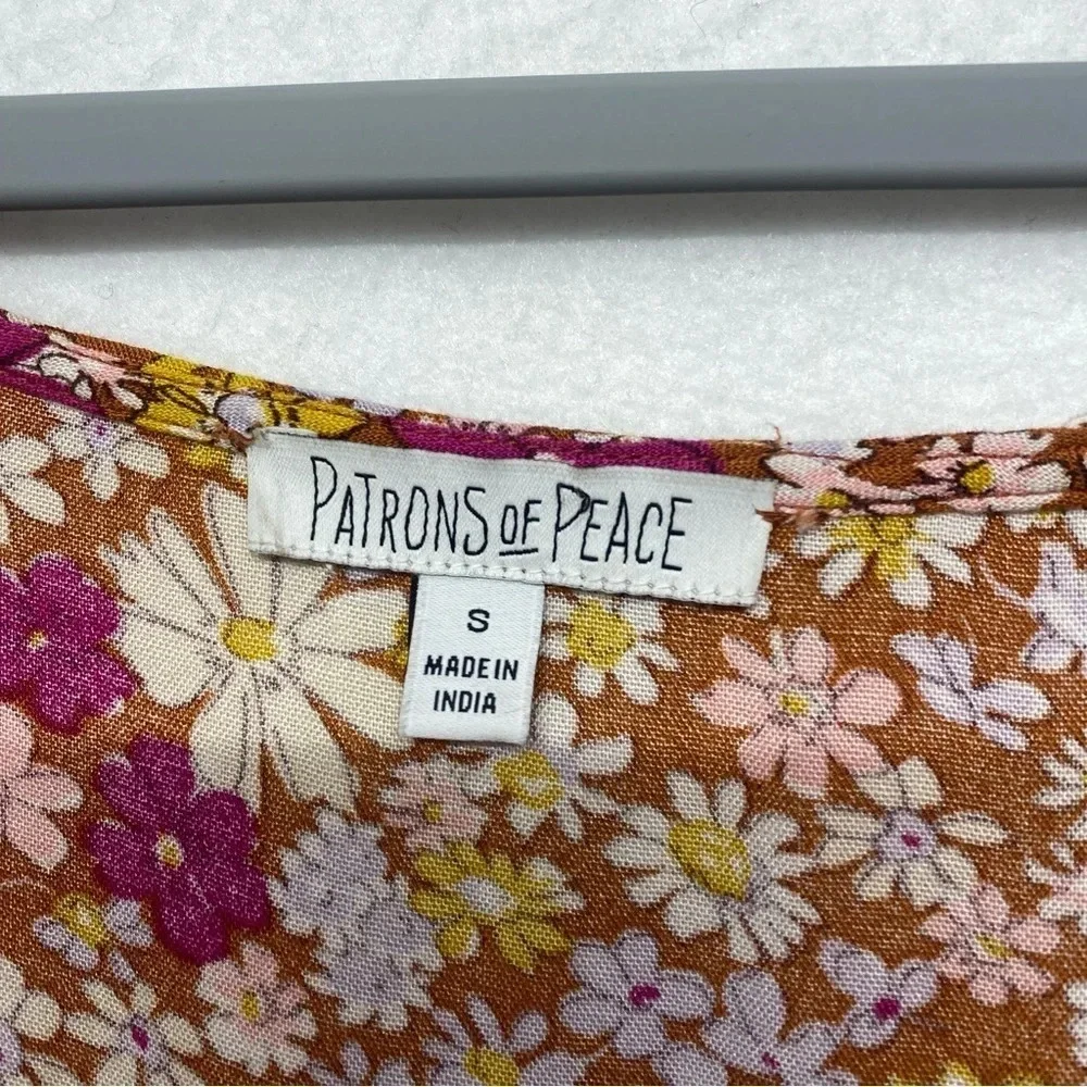 Patrons of Peace Floral Blouse Boho Hippie‎ S Balloon Sleeve - Picture 3 of 7